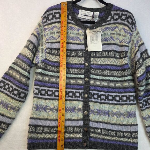 Wool Blend Fair Isle Hand Knit Small Cardigan Portraits Northern Isles Deadstock - Picture 9 of 9